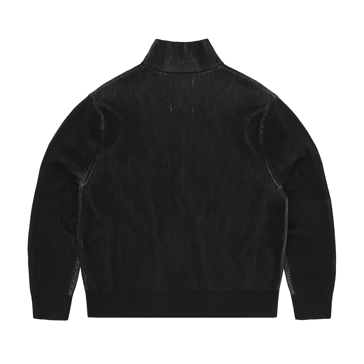 2 TONE RIBBED KNIT ZIP UP [BLACK]