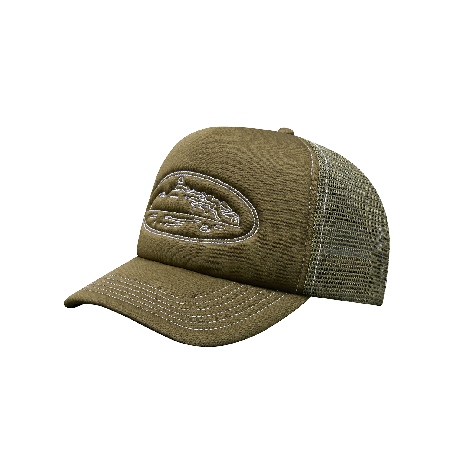 ISLAND OUTLINE TRUCKER HAT [OLIVE]