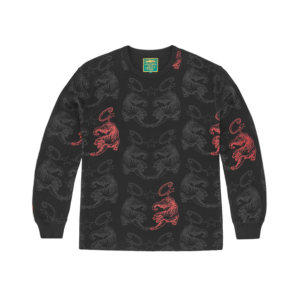 MENS TIGER WAFFLE LONGSLEEVE [BLACK]