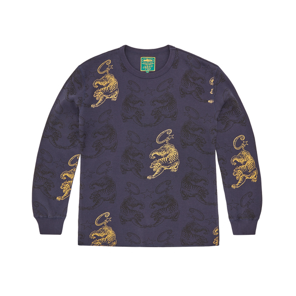 ALLOVER TIGER WAFFLE LONGSLEEVE [NAVY]