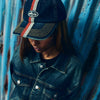CROSS-STITCH DENIM CAP [WASHED INDIGO]
