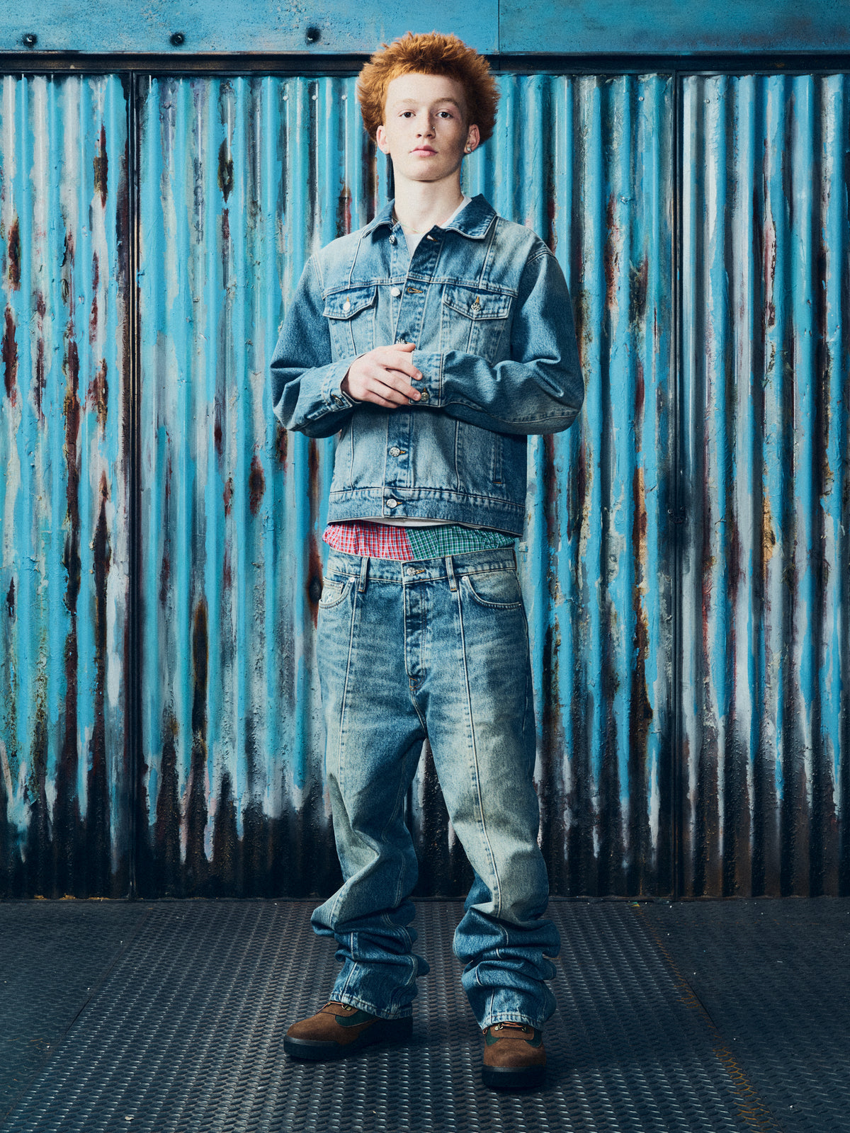 STITCH DOWN BAGGY JEANS [FADED INDIGO]
