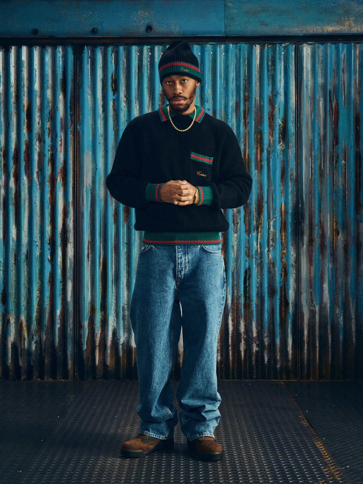 GIANNI KNIT POLO SWEATER [BLACK]