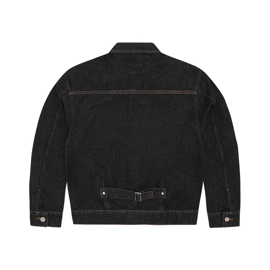 CREST CHAINSTITCH DENIM TRUCKER [WASHED BLACK]
