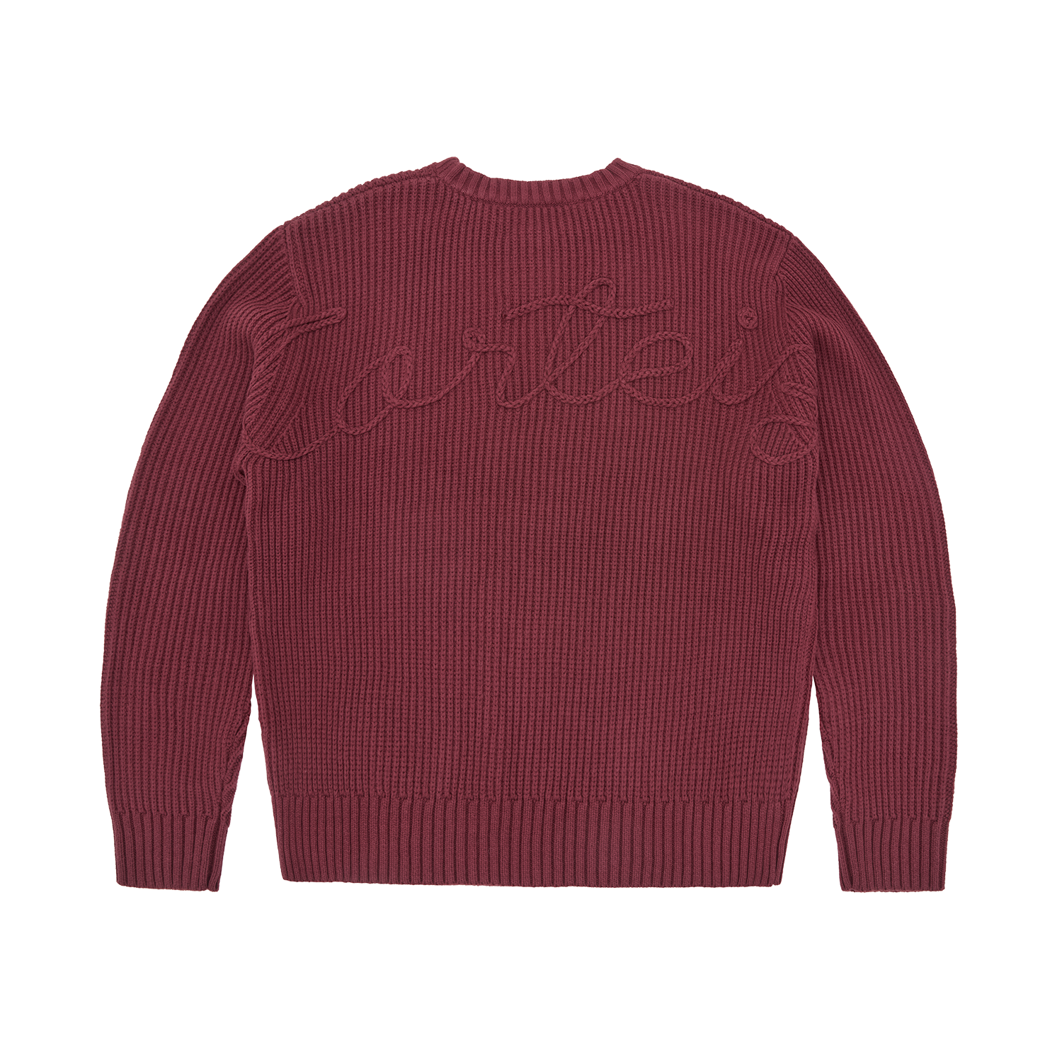 CROCHET APPLIQUE KNIT CREW [BURGUNDY]