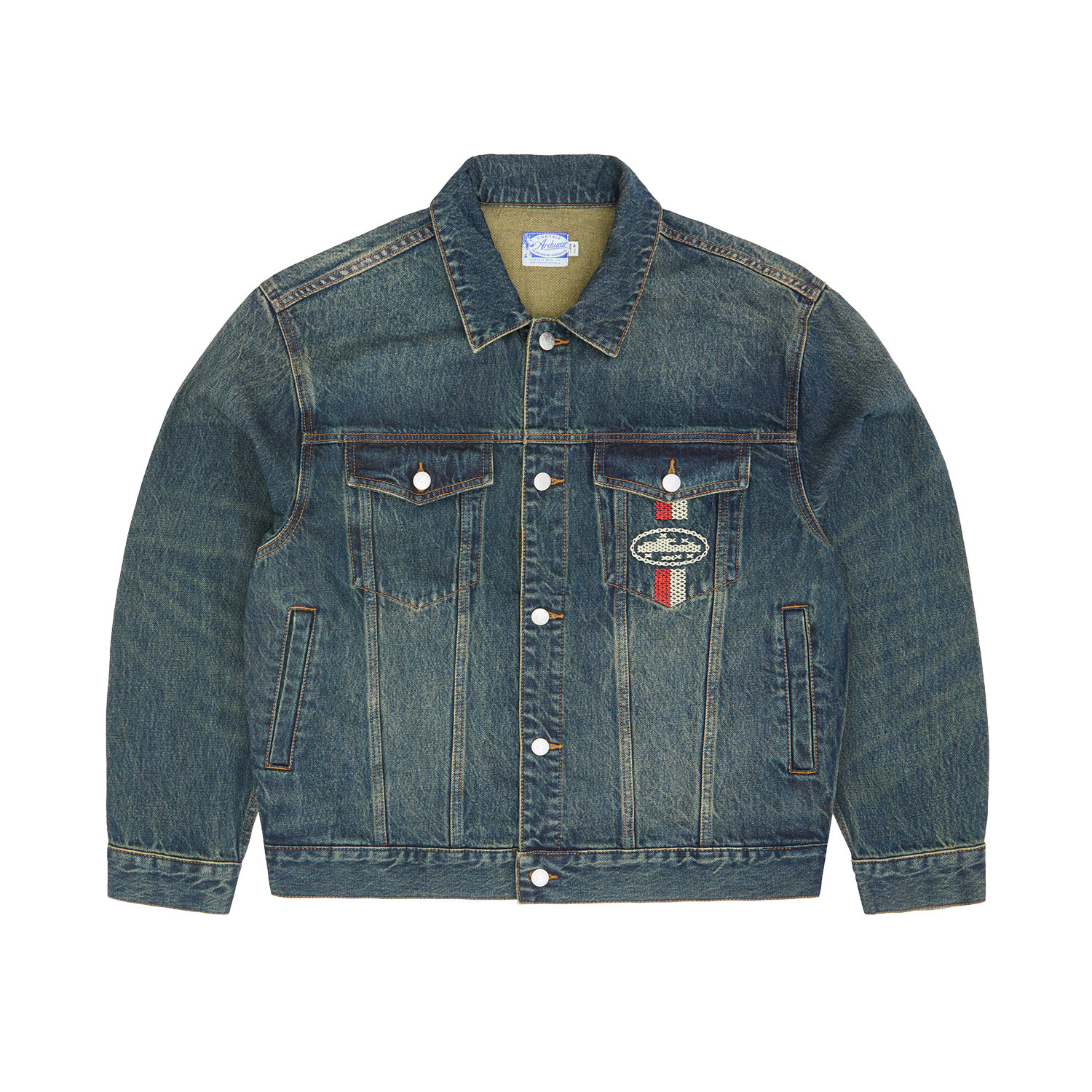 CROSS-STITCH DENIM JACKET [WASHED INDIGO]
