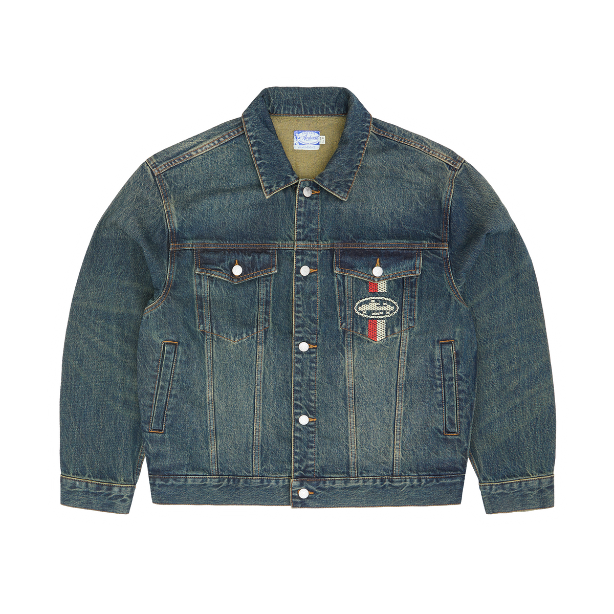 CROSS-STITCH DENIM JACKET [WASHED INDIGO]