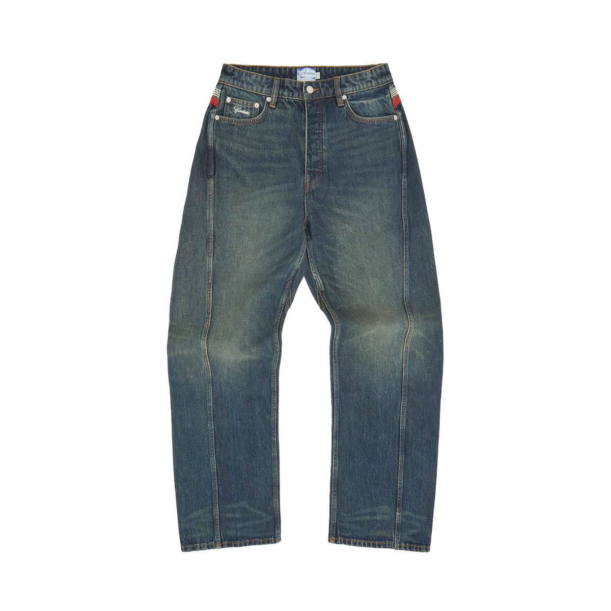 CROSS-STITCH DENIM JEANS [WASHED INDIGO]