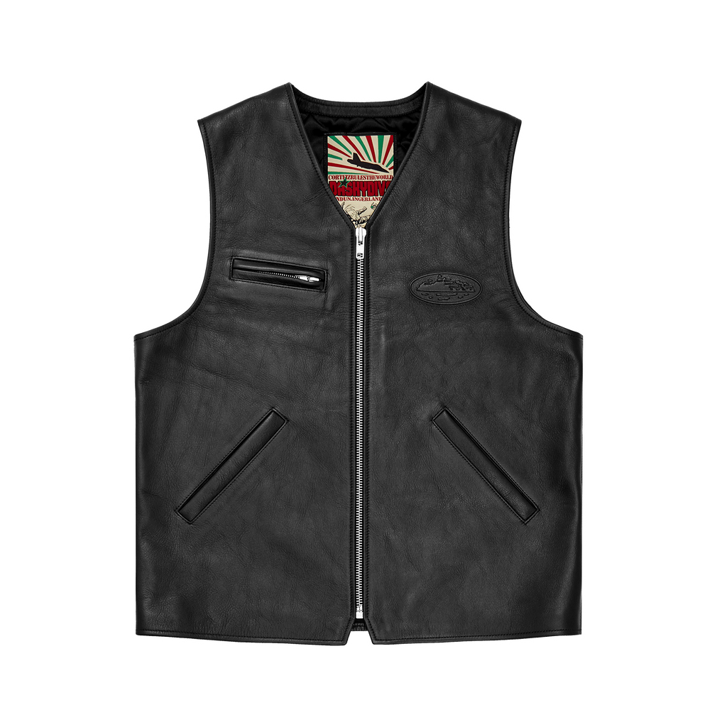 SKYDIVE LEATHER VEST [BLACK]