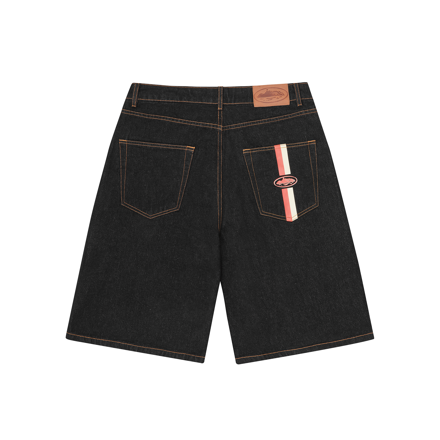 DUAL STRIPE DENIM SHORT [WASHED BLACK]