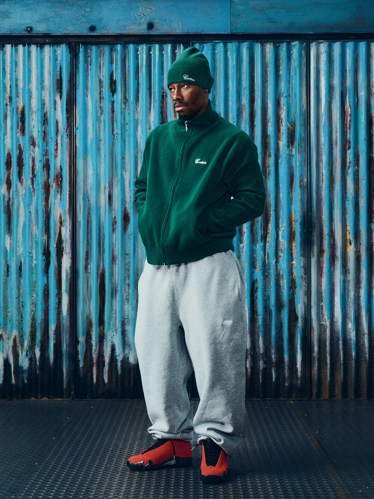 2 TONE RIBBED KNIT BEANIE [GREEN]