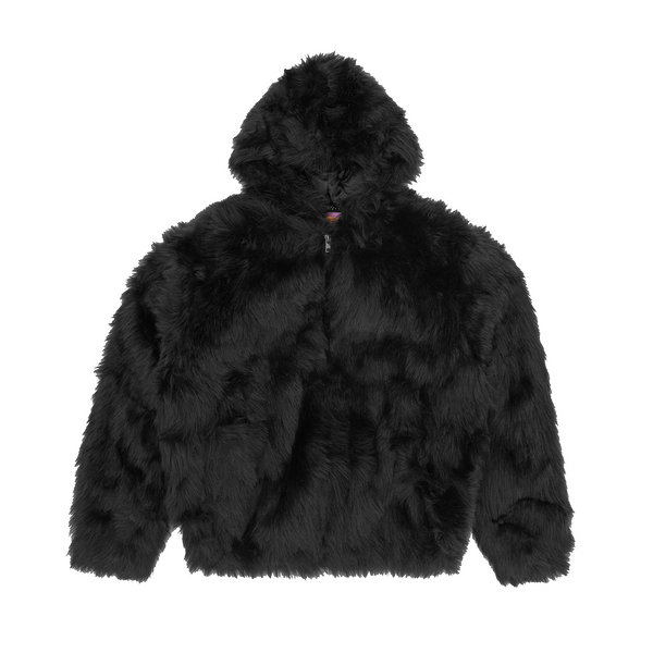 HOODED FUR JACKET [BLACK]