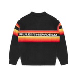 GRADIENT HALF KNIT ZIP PULLOVER [BLACK]
