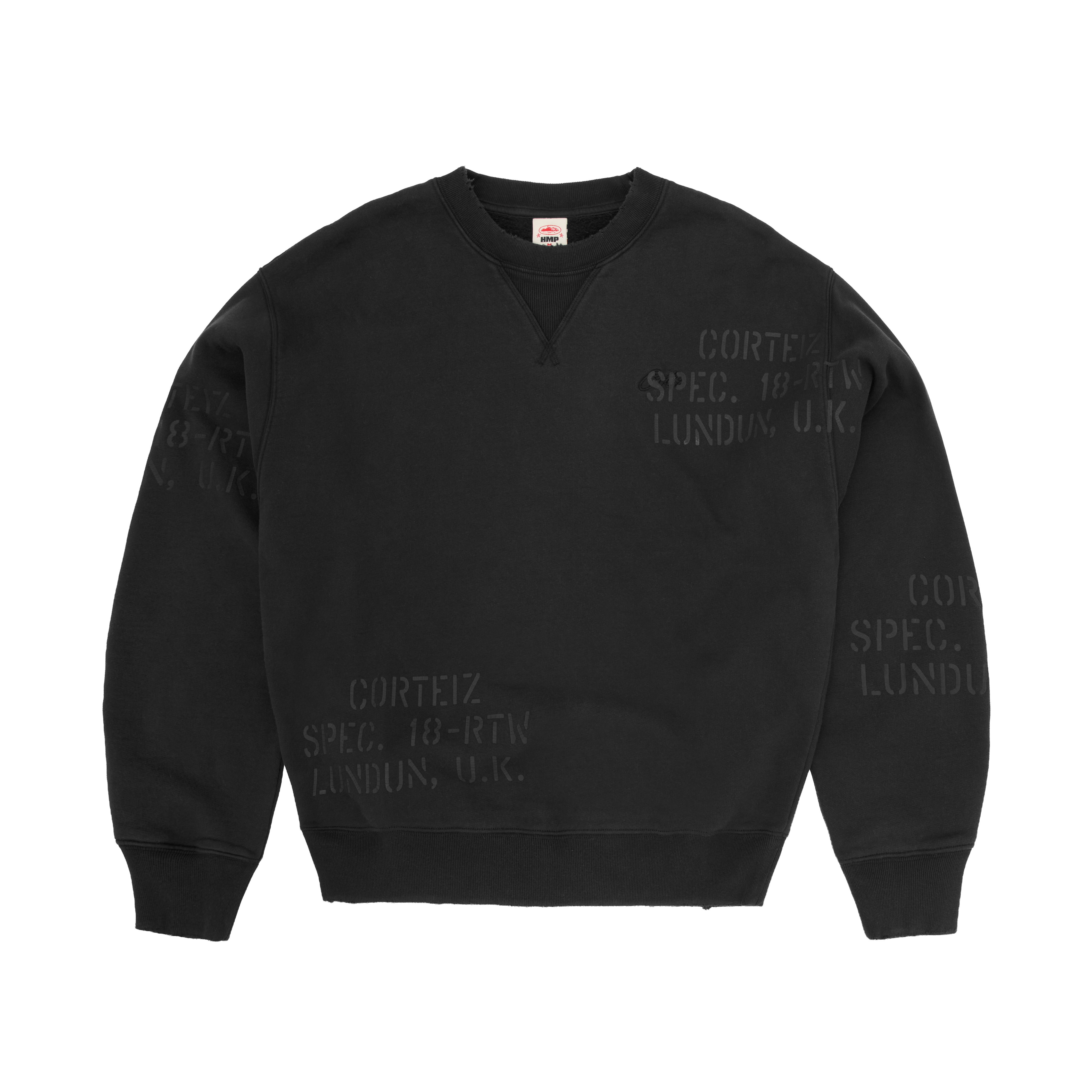 HMP STENCIL CREWNECK [BLACK OVERDYE]