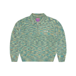 MIXED KNIT HALF ZIP [GREEN MELANGE]