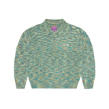 MIXED KNIT HALF ZIP [GREEN MELANGE]