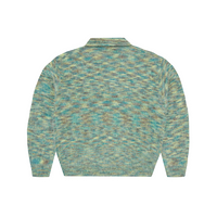 MIXED KNIT HALF ZIP [GREEN MELANGE]