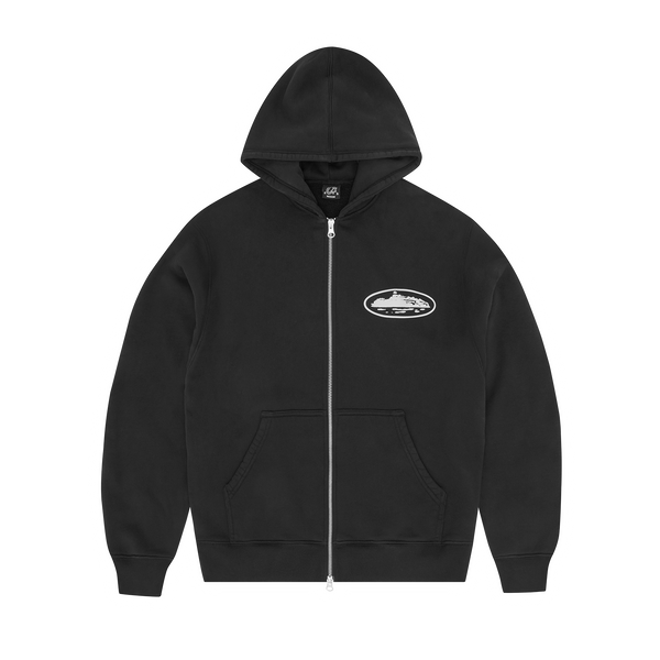 ISLAND PUFF PRINT ZIP HOODIE [BLACK]