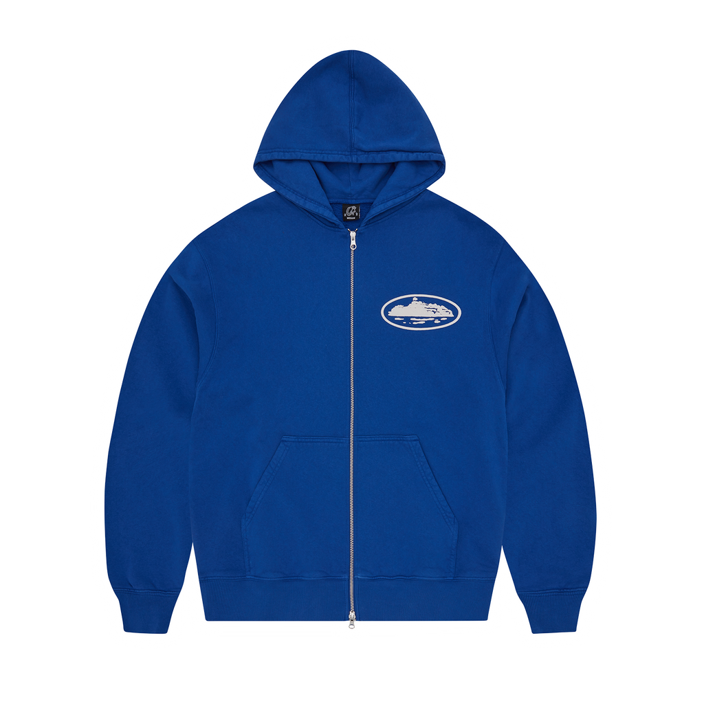 ISLAND PUFF PRINT ZIP HOODIE [WASHED ROYAL]