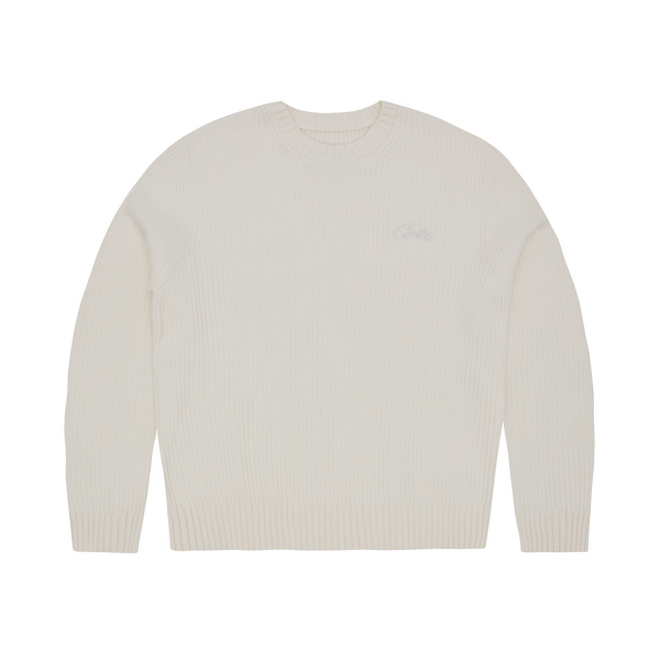 CROCHET APPLIQUE KNIT CREW [OFF WHITE]