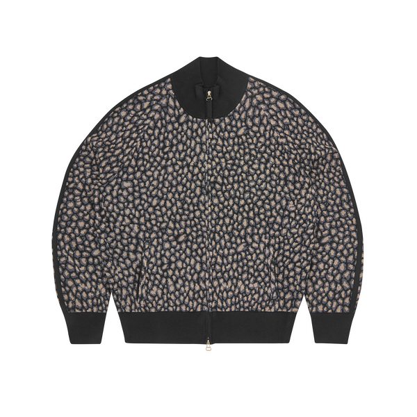 VVS LEOPARD JACQUARD KNIT ZIP UP [BLACK]