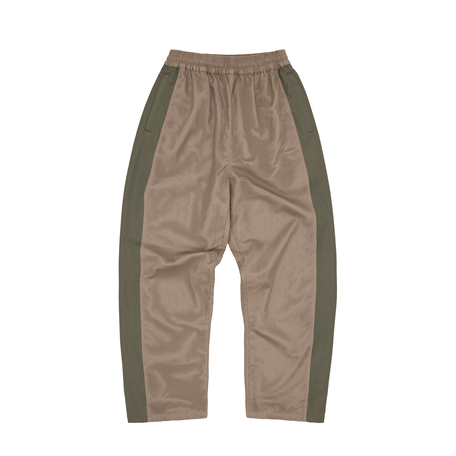 MESH PANEL TRICOT TRACK PANT [TAN / OLIVE]