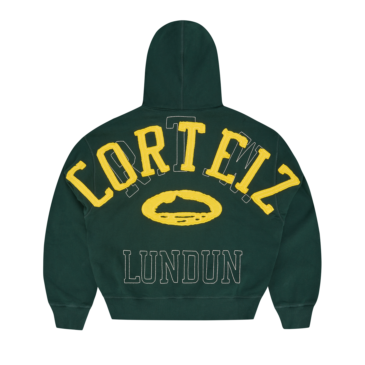 LUNDUN STITCH ZIP HOODIE [FOREST / YELLOW]