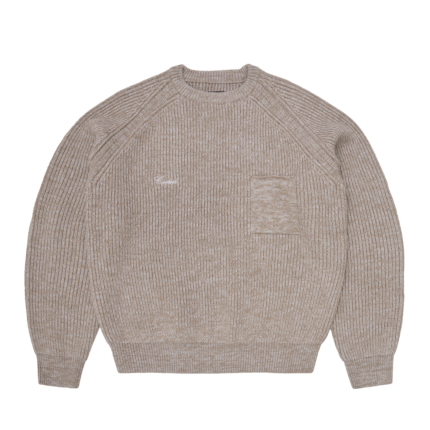 SCRIPT POCKET KNIT SWEATER [OATMEAL]