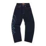 FRAYED DENIM BAGGY JEANS [INDIGO]