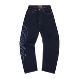 FRAYED DENIM BAGGY JEANS [INDIGO]