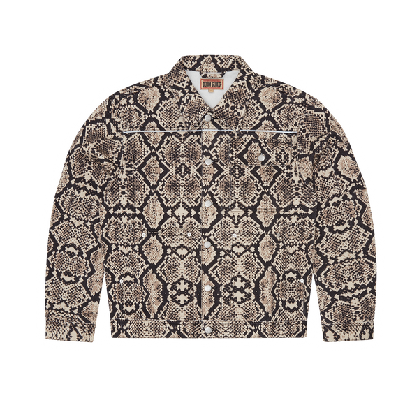 SNAKESKIN DENIM WORKWEAR  JACKET [BLACK/BEIGE]