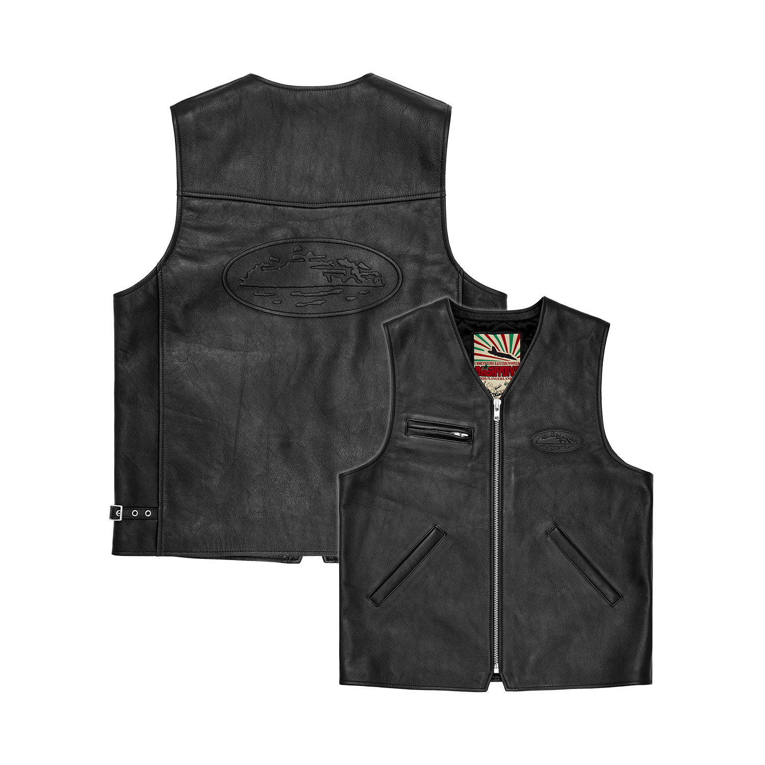 SKYDIVE LEATHER VEST [BLACK]